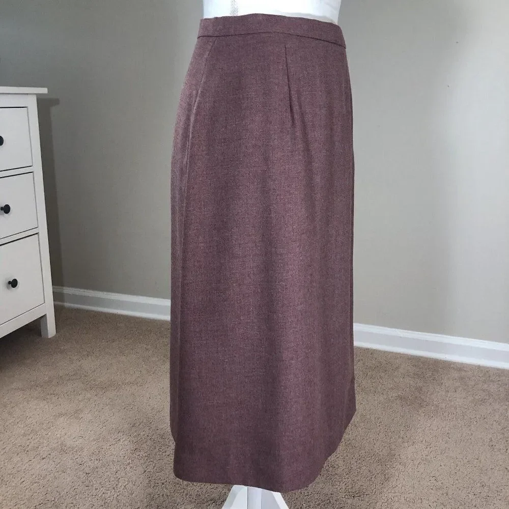 Vtg 60’s Peach Pie Sportswear Pink Wool Wrap Skirt Midi M Dusty Rose Mauve Med